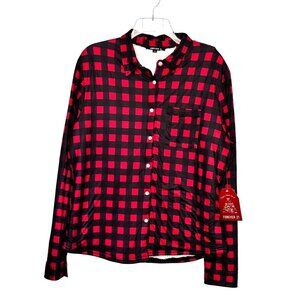 Forever 21 Red & Black Buffalo‎ Plaid Sherpa Shirt Jacket XL Lumberjack Cozycore